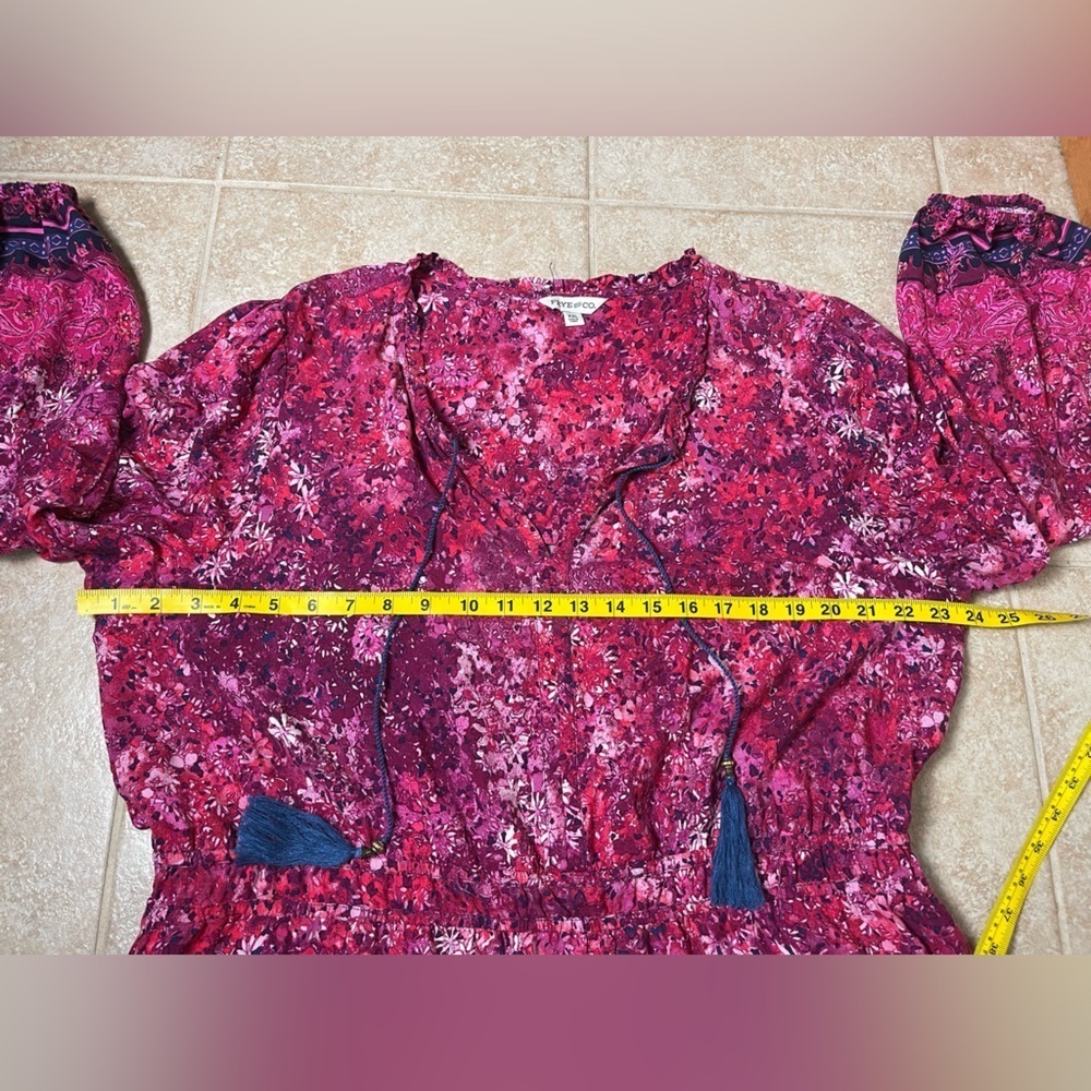 FRYE AND CO Pink Floral Tie Front Sundress, Size XXL - Picture 9 of 14